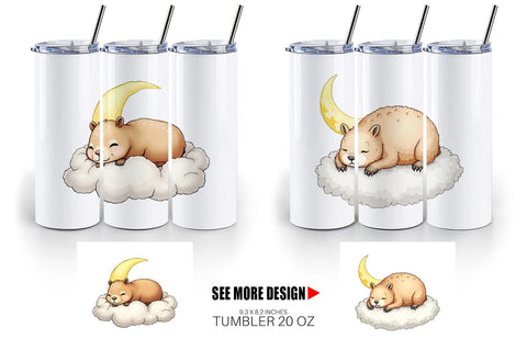 Tumbler Sleepy Capybara Cloud Sublimation artnoy 