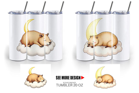 Tumbler Sleepy Capybara Cloud Sublimation artnoy 
