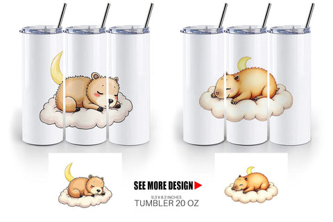 Tumbler Sleepy Capybara Cloud Sublimation artnoy 