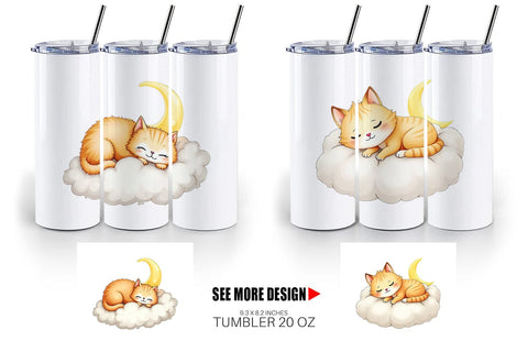 Tumbler Sleepy Cat Cloud Sublimation artnoy 
