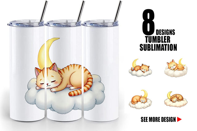 Tumbler Sleepy Cat Cloud Sublimation artnoy 