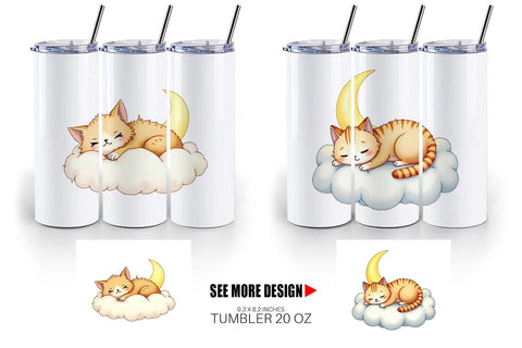 Tumbler Sleepy Cat Cloud Sublimation artnoy 