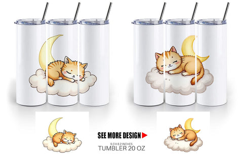 Tumbler Sleepy Cat Cloud Sublimation artnoy 