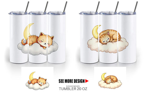 Tumbler Sleepy Cat Cloud Sublimation artnoy 