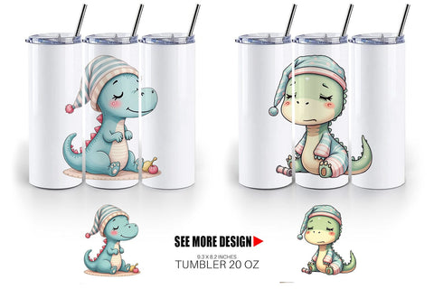 Tumbler Sleepy Dinosaur Sublimation artnoy 