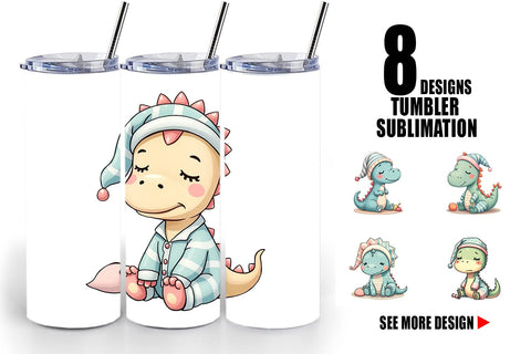 Tumbler Sleepy Dinosaur Sublimation artnoy 
