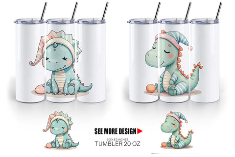 Tumbler Sleepy Dinosaur Sublimation artnoy 
