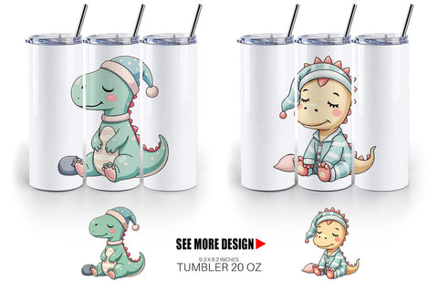 Tumbler Sleepy Dinosaur Sublimation artnoy 