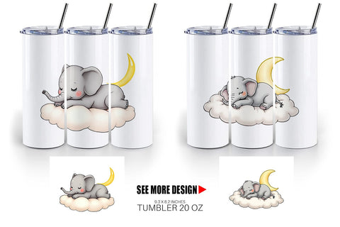 Tumbler Sleepy Elephant Cloud Sublimation artnoy 