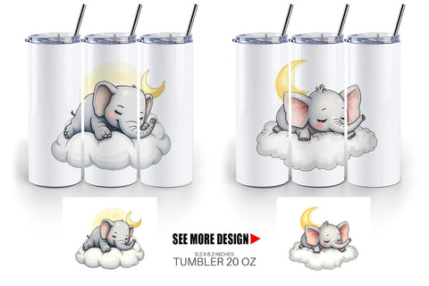 Tumbler Sleepy Elephant Cloud Sublimation artnoy 
