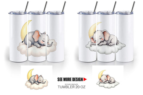 Tumbler Sleepy Elephant Cloud Sublimation artnoy 