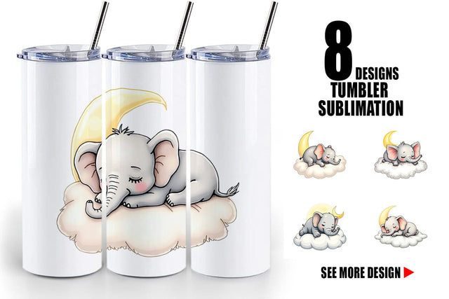 Tumbler Sleepy Elephant Cloud Sublimation artnoy 