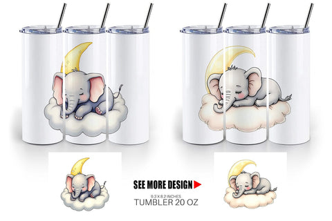 Tumbler Sleepy Elephant Cloud Sublimation artnoy 