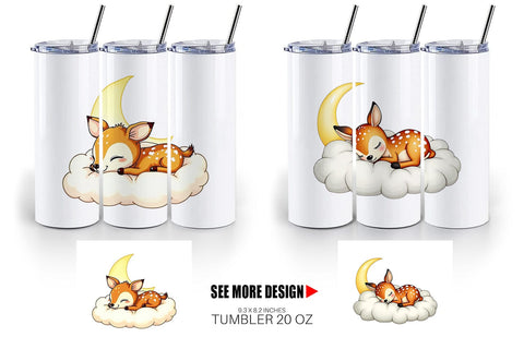 Tumbler Sleepy Fawn Cloud Sublimation artnoy 