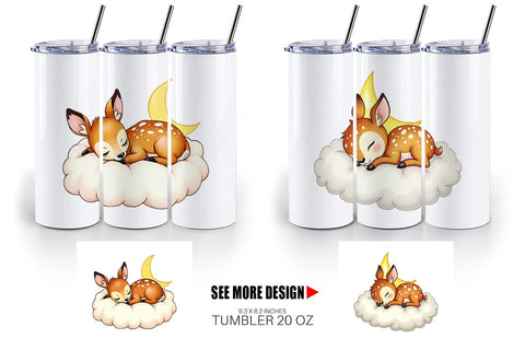 Tumbler Sleepy Fawn Cloud Sublimation artnoy 