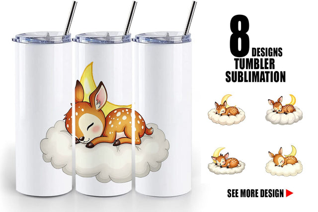 Tumbler Sleepy Fawn Cloud Sublimation artnoy 