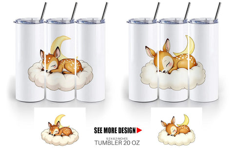 Tumbler Sleepy Fawn Cloud Sublimation artnoy 
