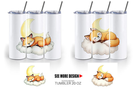 Tumbler Sleepy Fox Cloud Sublimation artnoy 