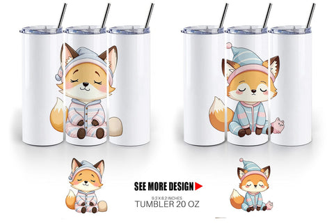 Tumbler Sleepy Fox Sublimation artnoy 