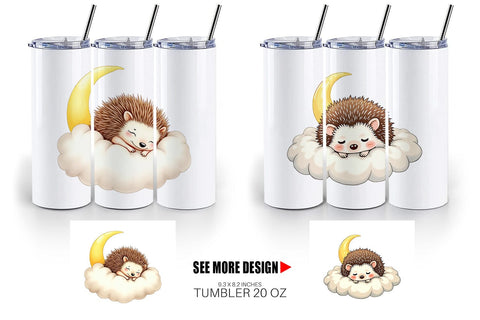 Tumbler Sleepy Hedgehog Cloud Sublimation artnoy 