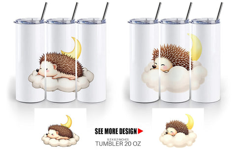 Tumbler Sleepy Hedgehog Cloud Sublimation artnoy 