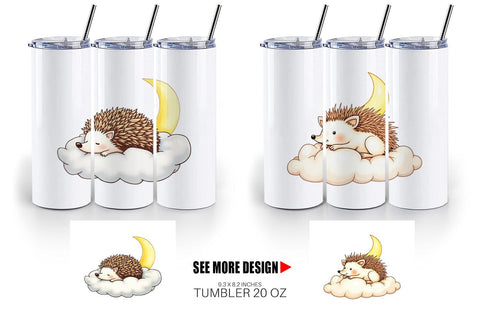 Tumbler Sleepy Hedgehog Cloud Sublimation artnoy 