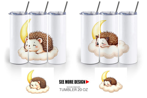 Tumbler Sleepy Hedgehog Cloud Sublimation artnoy 
