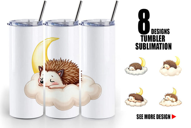 Tumbler Sleepy Hedgehog Cloud Sublimation artnoy 
