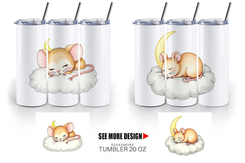 Tumbler Sleepy Mouse Cloud Sublimation artnoy 