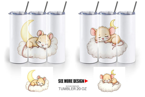 Tumbler Sleepy Mouse Cloud Sublimation artnoy 