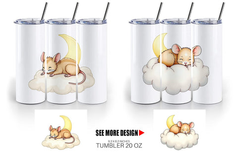Tumbler Sleepy Mouse Cloud Sublimation artnoy 