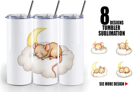 Tumbler Sleepy Mouse Cloud Sublimation artnoy 