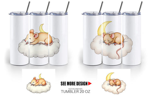 Tumbler Sleepy Mouse Cloud Sublimation artnoy 