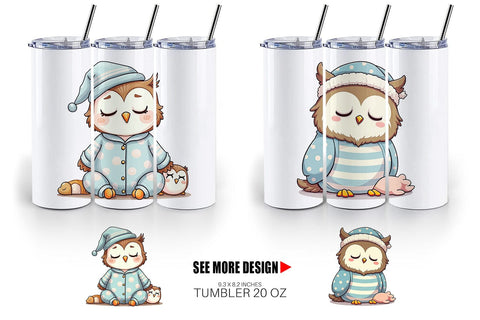 Tumbler Sleepy Owl Sublimation artnoy 