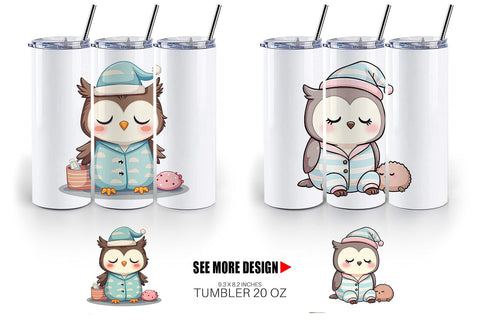 Tumbler Sleepy Owl Sublimation artnoy 