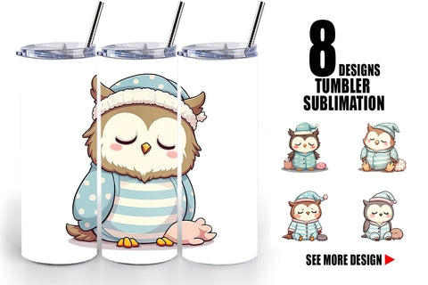 Tumbler Sleepy Owl Sublimation artnoy 