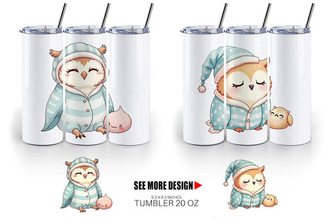 Tumbler Sleepy Owl Sublimation artnoy 