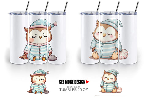 Tumbler Sleepy Owl Sublimation artnoy 