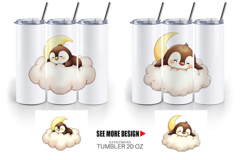 Tumbler Sleepy Penguin Cloud Sublimation artnoy 