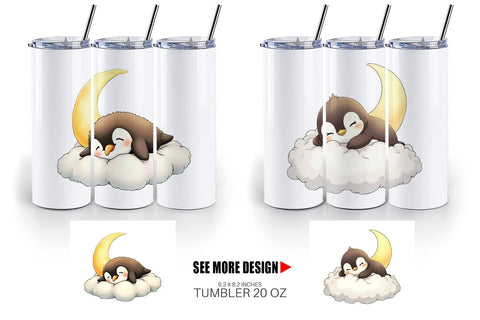 Tumbler Sleepy Penguin Cloud Sublimation artnoy 