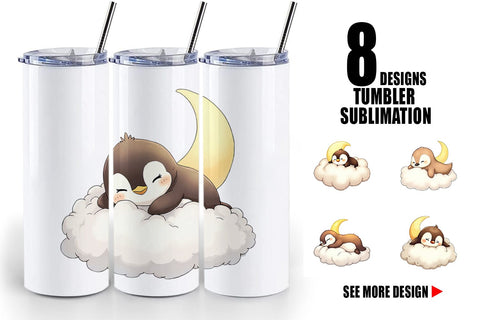 Tumbler Sleepy Penguin Cloud Sublimation artnoy 