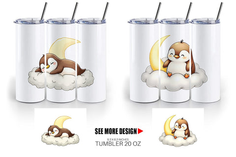 Tumbler Sleepy Penguin Cloud Sublimation artnoy 