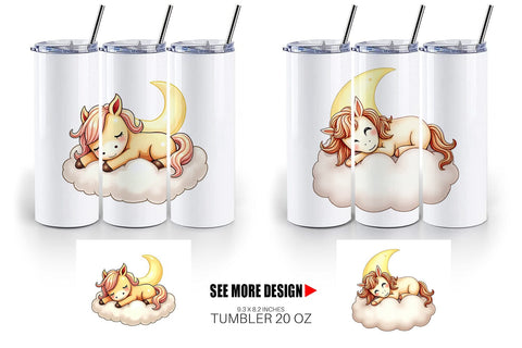 Tumbler Sleepy Pony Cloud Sublimation artnoy 