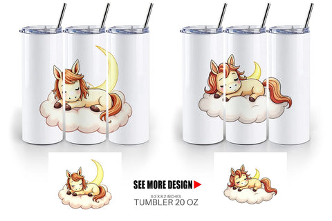 Tumbler Sleepy Pony Cloud Sublimation artnoy 