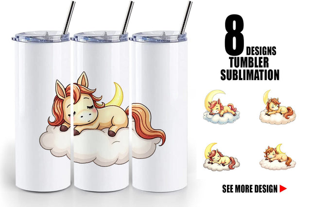 Tumbler Sleepy Pony Cloud Sublimation artnoy 
