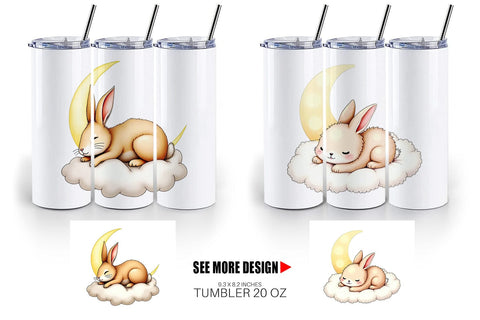 Tumbler Sleepy Rabbit Cloud Sublimation artnoy 