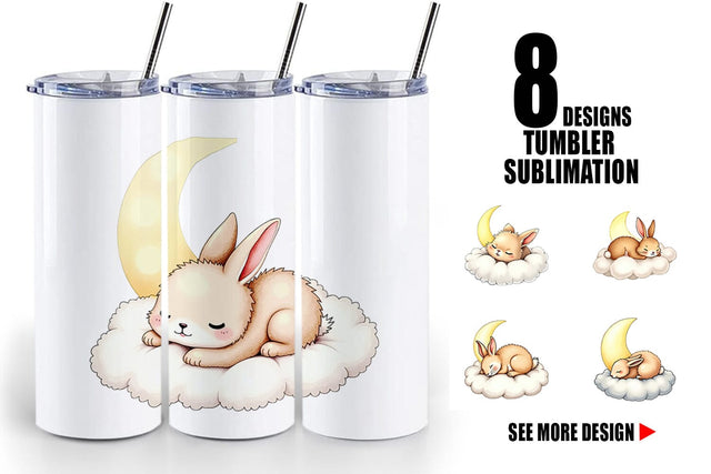 Tumbler Sleepy Rabbit Cloud Sublimation artnoy 