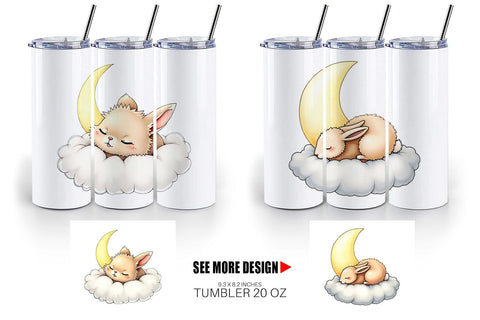 Tumbler Sleepy Rabbit Cloud Sublimation artnoy 