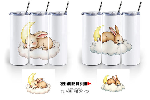 Tumbler Sleepy Rabbit Cloud Sublimation artnoy 