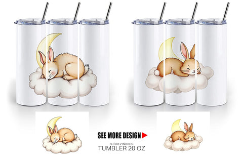 Tumbler Sleepy Rabbit Cloud Sublimation artnoy 